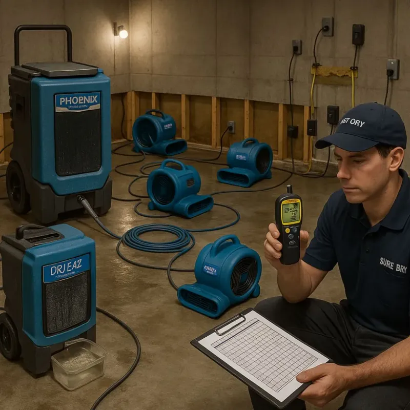 Structural Drying and Dehumidification process in Broad Creek, NC